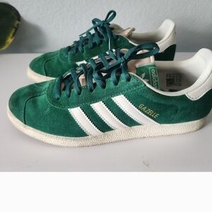 Adidas Gazelle Suede Sneakers in Green & White